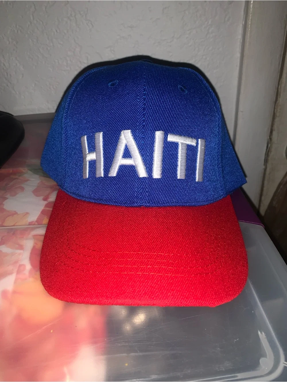 Haiti Flag Baseball Sport Cap Mens Women’s Embroidered Blue Red White 3D - Picture 3 of 4